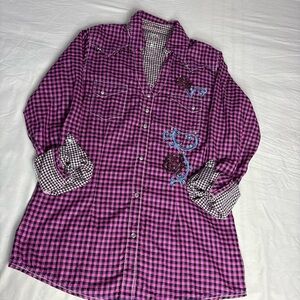 Pink and Black Checkered Women's Blouse